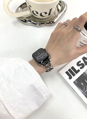 2447适用ApplewatchS109Ultra苹果手表小香风表带iwatch87654牛仔