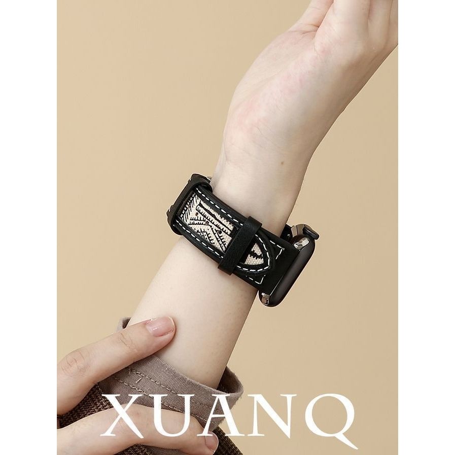 8213ins苹果ApplewatchS87表带复古真皮简约iwatch6543SE代苹果表