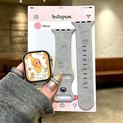 适用于苹果手表表带iwatchsS11/10/9太阳星硅胶AppleUltra3灰SE