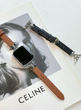 8066applewatch654代苹果手表带s7/8小蛮腰真皮女金属扣苹果表带i