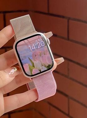 适用苹果Applewatch10表带金属磁吸ins风表带iwatch987SE代高级
