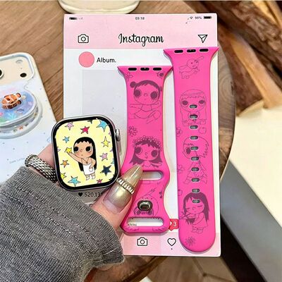 适用于苹果手表表带iwatchsS11/10/9星星小玉硅胶AppleUltra3玫SE