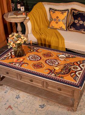 防水防油防烫皮革茶几垫轻奢橙色美式复古餐桌垫免洗方桌桌布圆桌