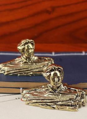 纯黄铜青年主席铜像小号半身像长沙橘子洲头铜塑车载中控台摆件