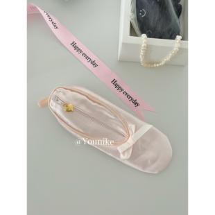 少女心粉色芭蕾舞鞋 甜美法式 造型学生笔袋化妆包文具收纳袋零钱包