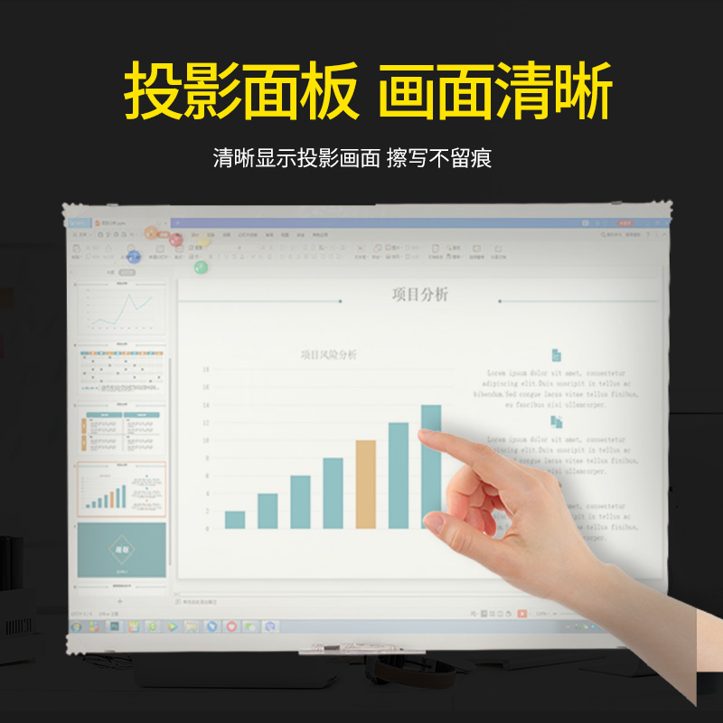 磁性钢化玻璃白板写字板支架式黑板墙贴家用儿童教学贴墙画板办公