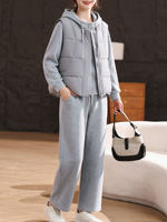 Xuexi brand Mom Autumn and Winter Set with fleece and thickened vest for women, middle-aged and elderly people, warm and stylish cotton-padded jacket three-piece set thumbnail 7