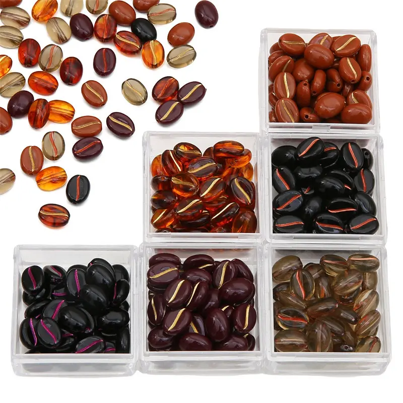 亚克力描金复古风咖啡豆珠子散珠饰品配件制作串珠手机链材料