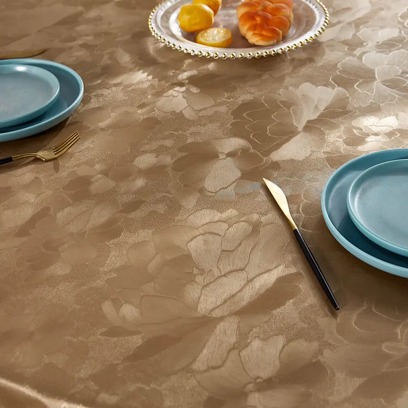 欧式pu防水防油防烫免洗桌布酒店饭店家用圆形大圆桌餐桌布台布