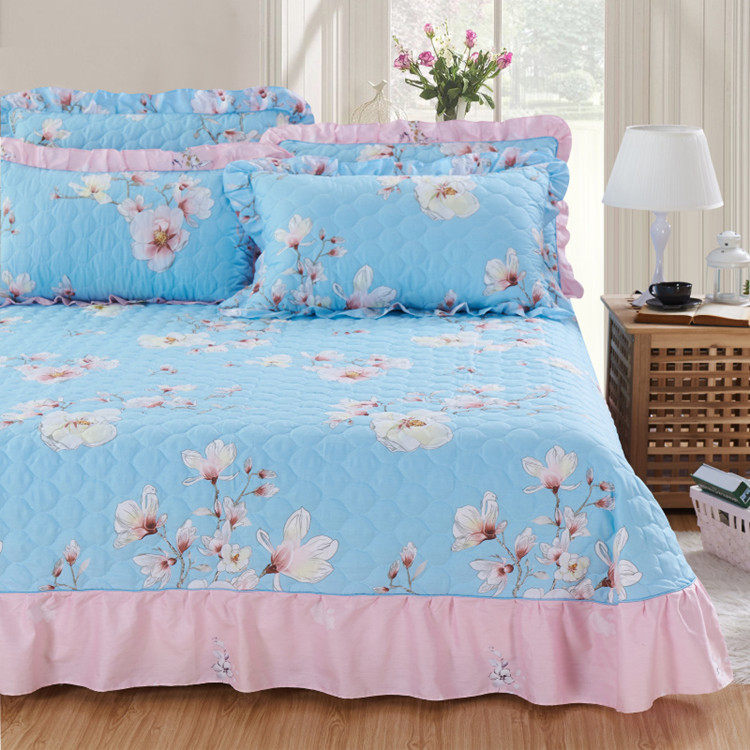 加厚绗缝斜纹纯棉四件套被套加厚床单夹棉床裙床盖四件套床上用品