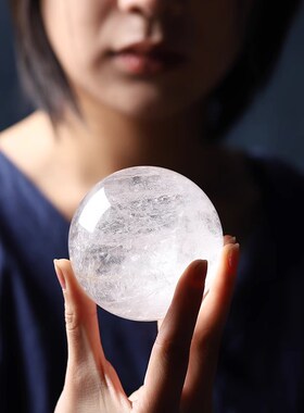 矿区直销天然白水m晶球摆件消磁净化白色原石家居玄关客厅卧室