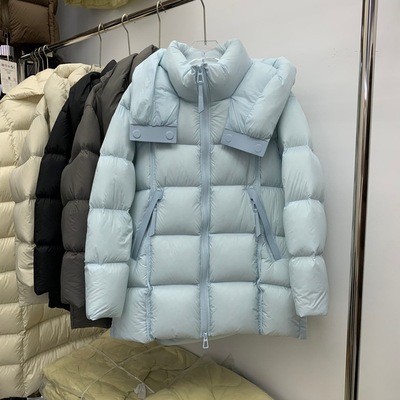 中长款白鹅绒2025冬新款连帽宽松茧型云朵泡芙羽绒服女显瘦加厚潮