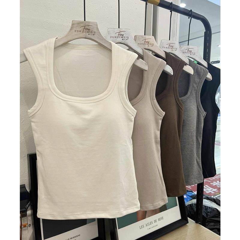 加绒加厚保暖小吊带背心女2025新款冬季带胸垫内搭德绒打底衫上衣