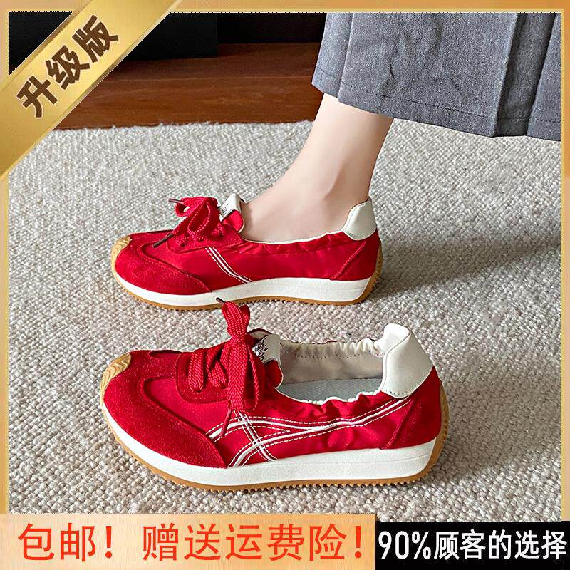 新品软牛皮休闲鞋子女2026新款韩版帆布鞋秋季软底软面舒适浅口运
