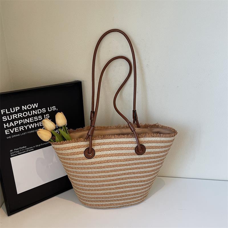 推荐草编包包女大容量2025