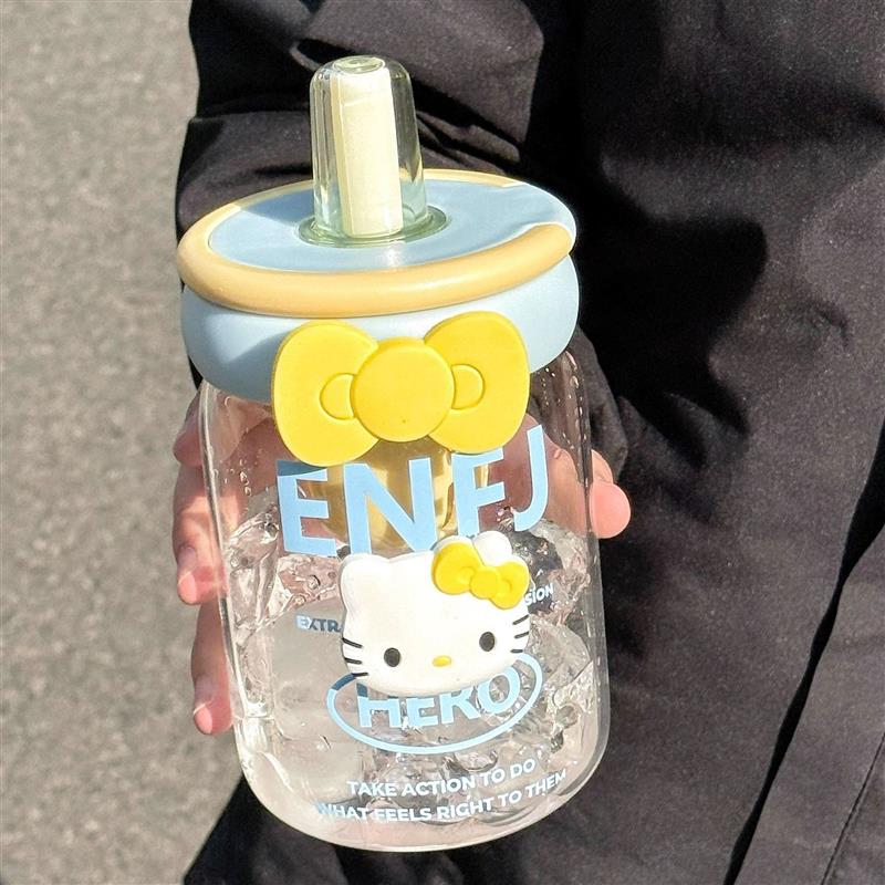 玻璃杯女生高颜值吸管水杯新款学生便携耐高温茶水分离办公室杯子