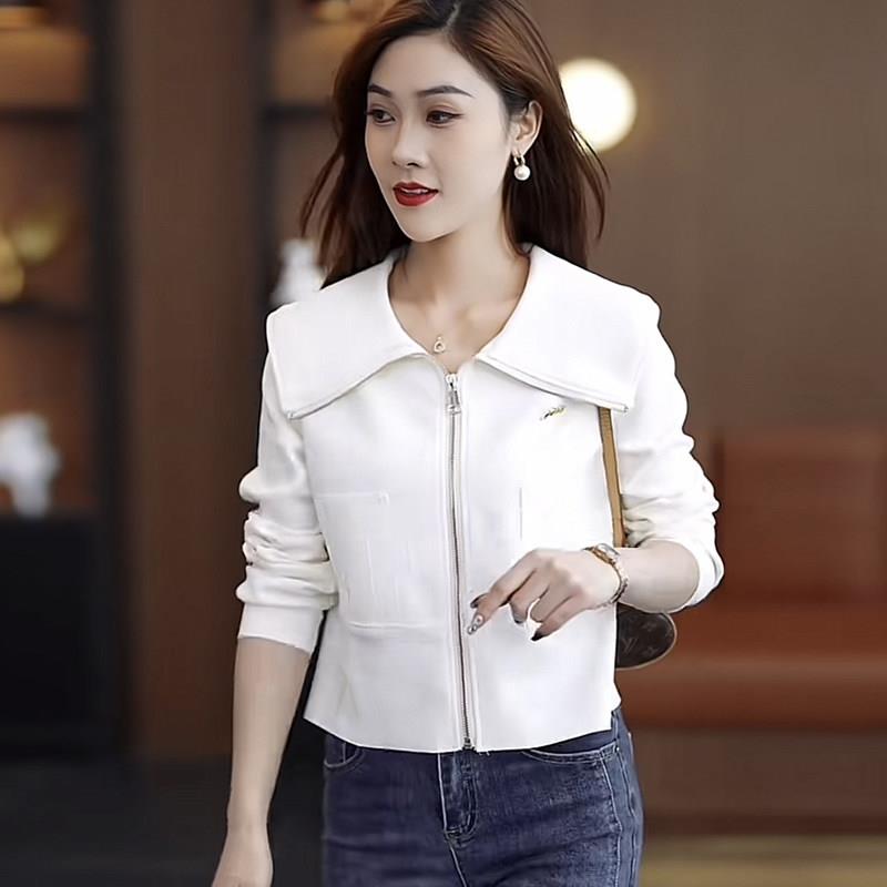 推荐大翻领休闲显瘦短外套女士小个子长袖开衫2026新款时尚春装上