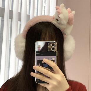 可爱卡通少女心粉色玛丽猫咪毛绒耳罩情侣款秋冬保暖防冻耳套保暖
