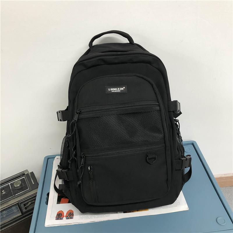 推荐大容量书包女大学生高中生潮流韩版休闲原宿黑色电脑旅行双肩