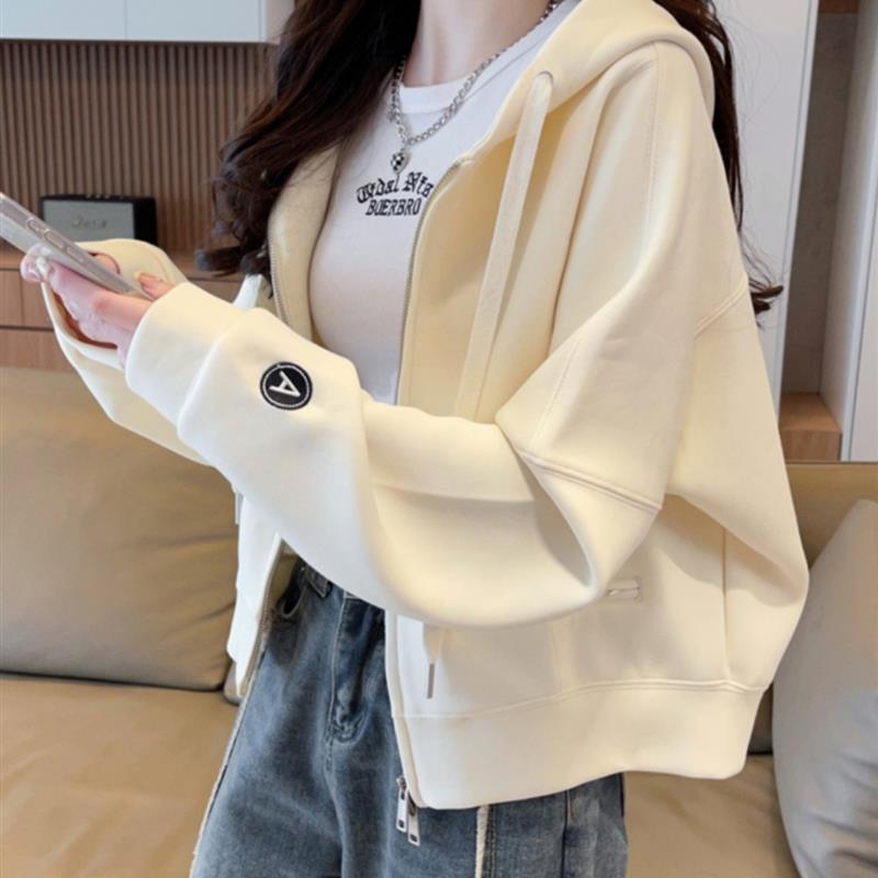 好货卫衣女2025年新款春秋薄款韩版宽松大码短款小个子慵懒风连帽