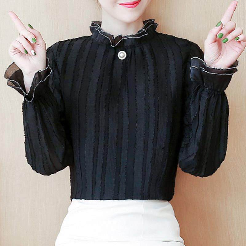 推荐半高领蕾丝打底衫女士2026秋冬新款时髦小衫洋气加绒宽松长袖