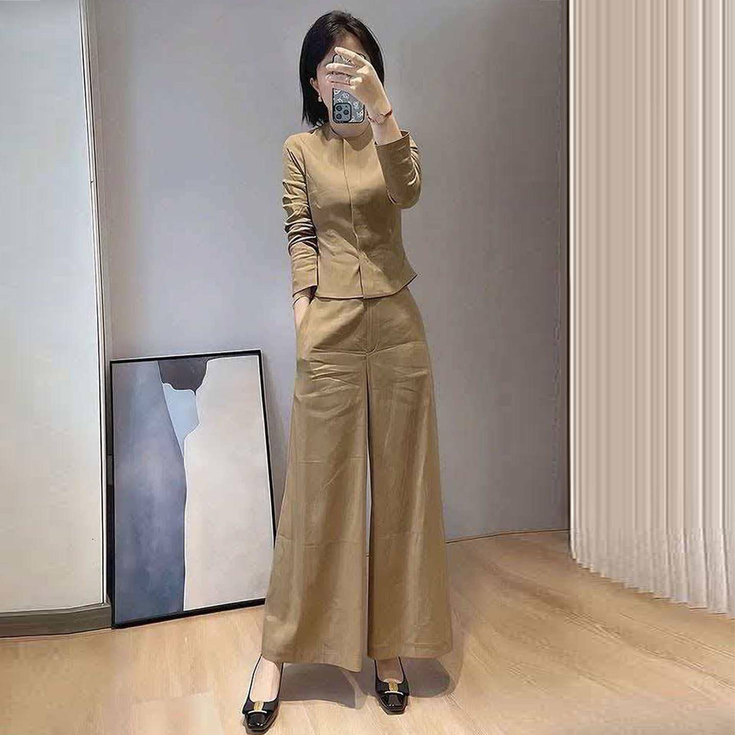 推荐时尚洋气套装女2026春季新款修身小香风衬衫上衣阔腿裤显瘦两