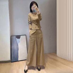 推荐时尚洋气套装女2026春季新款修身小香风衬衫上衣阔腿裤显瘦两