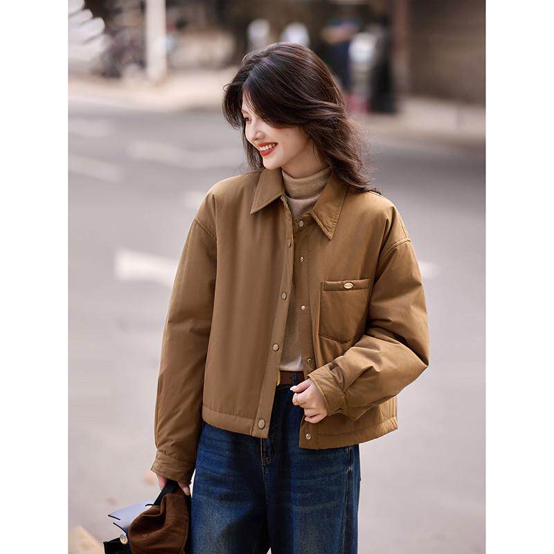 推荐翻领棉服女年冬季新款夹棉厚外套上衣女