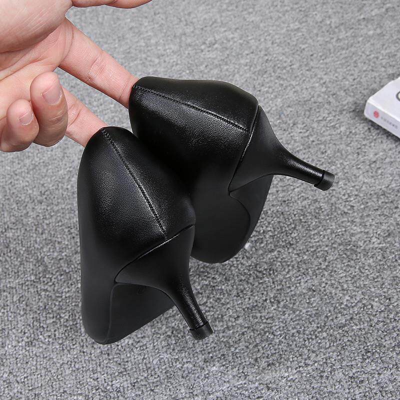 新品软皮鞋细跟尖头单鞋低跟中跟2026黑色正装高跟鞋职业空姐工作