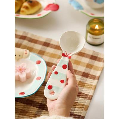 肆月陶瓷汤勺家用大号长柄