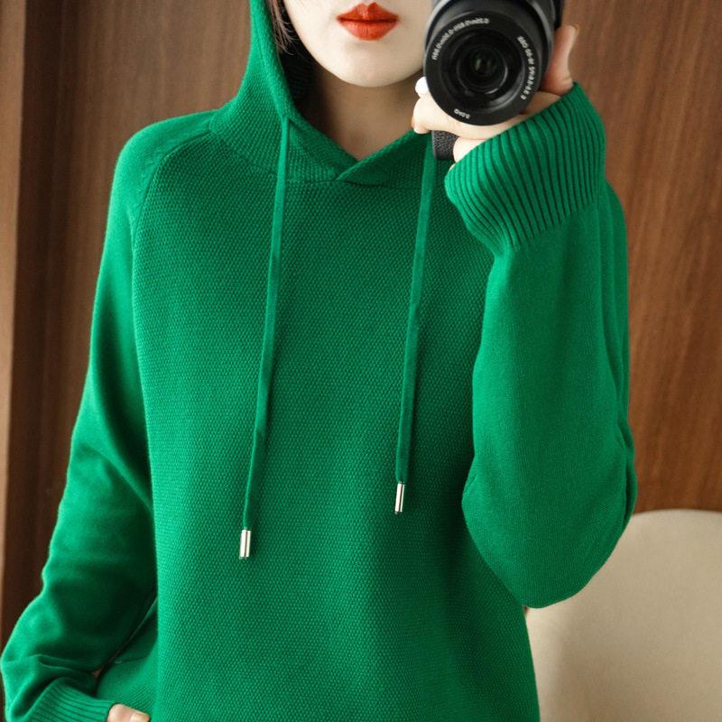 推荐连帽卫衣女春秋2026新款帽衫打底衫内搭针织衫休闲大码带帽毛