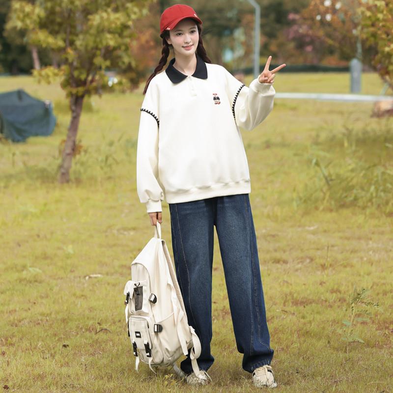 新品初中生卫衣女2025新款春秋季高中生韩版宽松上衣12-18岁大童