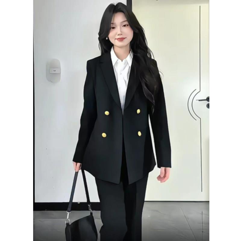推荐时尚西装套装女大学生答辩面试工作服职业西服外套显瘦微喇裤