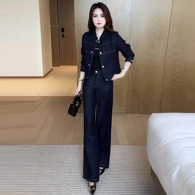 推荐时尚牛仔套装女2026春季新款洋气减龄小个子短款外套阔腿裤两