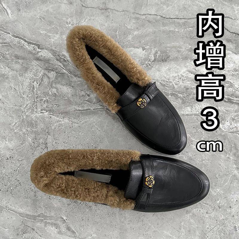 推荐山茶花黑色乐福鞋女2026新款秋冬鞋子英伦风百搭小皮鞋内增高