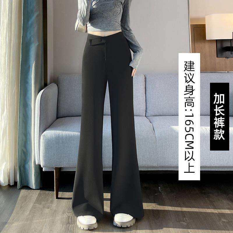 新品灰色西装微喇裤女春秋季2025新款高腰显瘦窄版休闲拖地裤喇叭