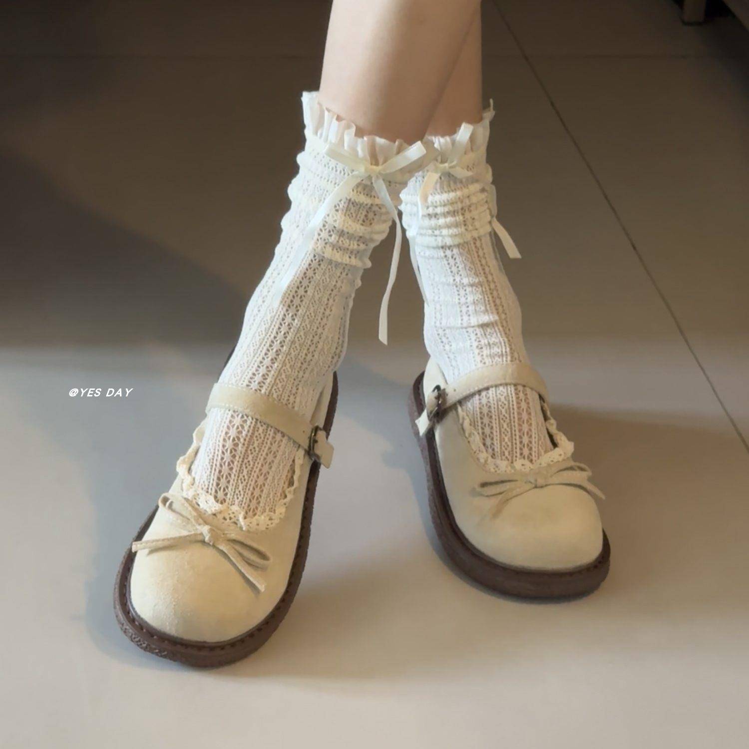 推荐可爱圆头花边蝴蝶结平底玛丽珍鞋女2026夏季新款配裙子日系jk