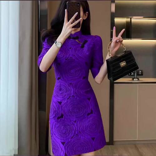 推荐新中式国风韵味旗袍式连衣裙女2026春季新款复古盘扣设计显瘦