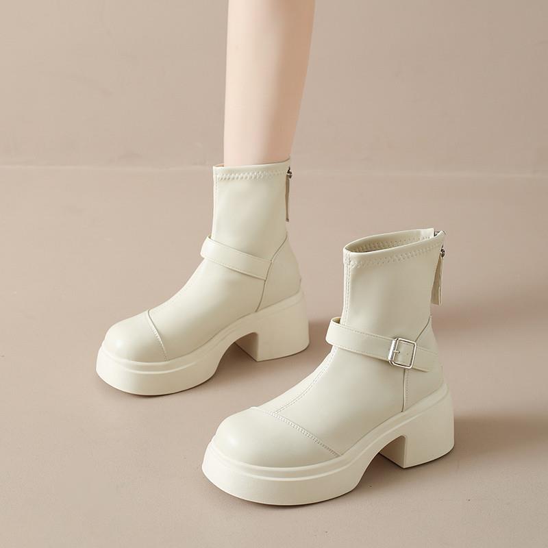 新品棕色厚底马丁靴女2026