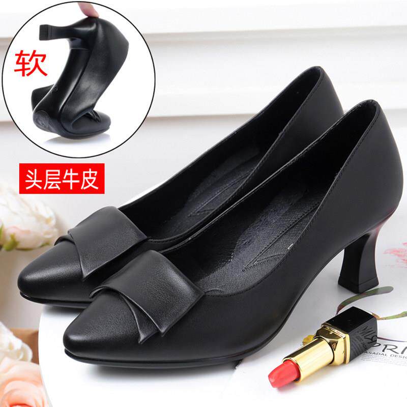 推荐高跟久站女士皮鞋面试软底高跟工作鞋女黑色上班职业单鞋女鞋