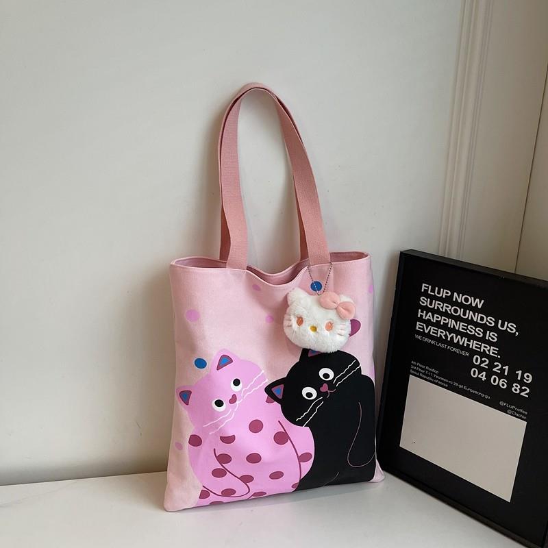 新品卡通帆布包女大容量包包2025夏新款休闲手提袋学生装书单肩托