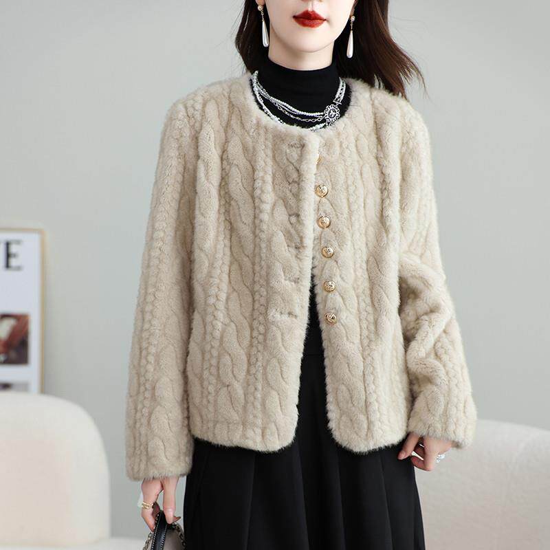 新品小香风金貂绒皮毛一体女2025新款冬季海宁时尚短款环保貂皮草