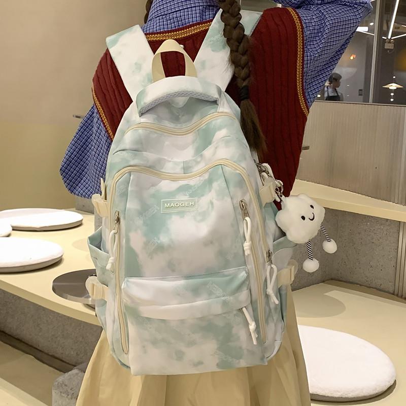 新品扎染书包女初中学生原