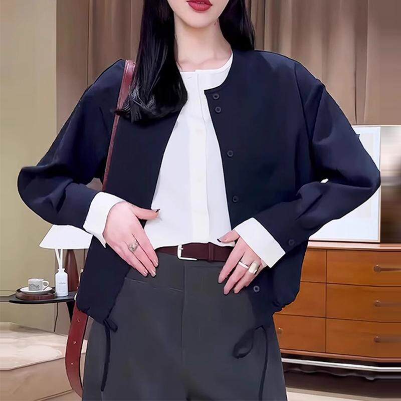 推荐通勤洋气纯色设计感短款衬衫外套女春季新款高级感时尚减龄上