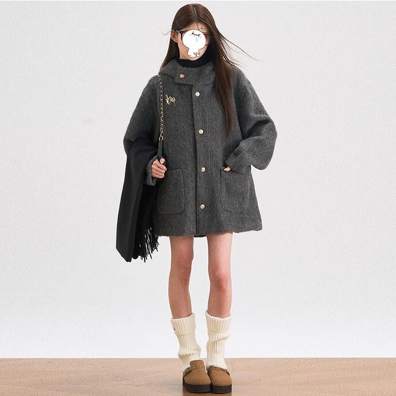 推荐高级感连帽羊绒呢子大