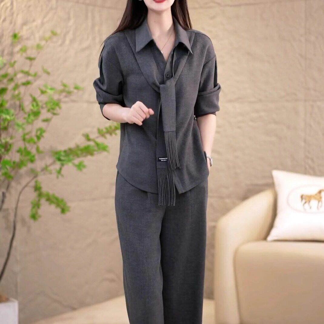 推荐秋季时尚百搭穿搭一整套女2026新款妈妈装修身显瘦减龄裤装两