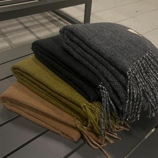 围巾冬季女仿羊绒灰色黑色女款2024新款韩系氛围感秋冬围脖男冬天