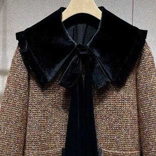 秋冬新款金丝绒假领子搭配呢大衣领子洋气