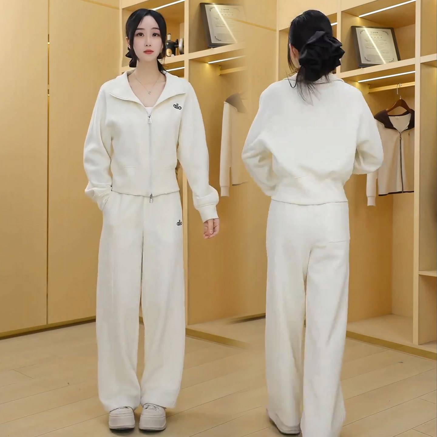 推荐时尚休闲套装女2026春季新款短款卫衣外套阔腿裤运动服显瘦两