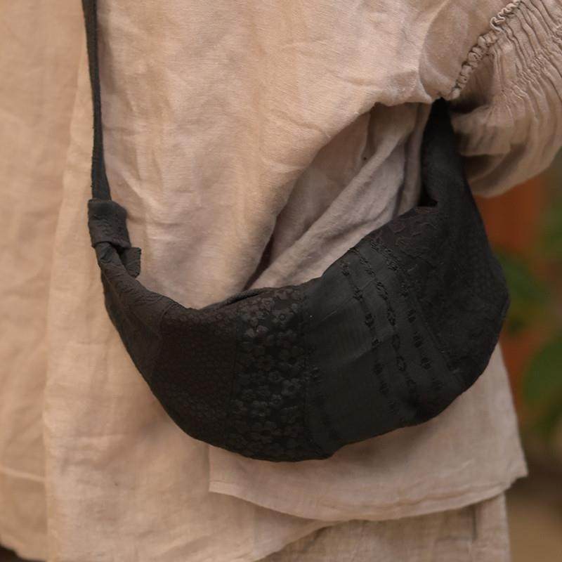 新品庸庸新款文艺棉麻斜挎饺子包帆布包小众小挎包休闲腋下手提腰